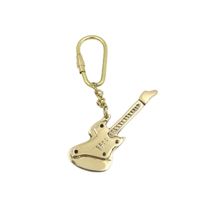 Brass rock keyring - guitar
