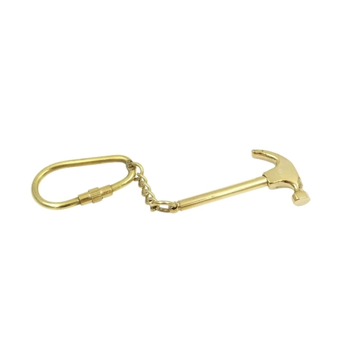 Brass builder keychain - hammer
