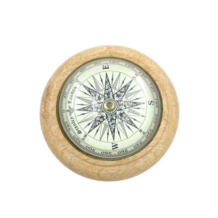 Brass compass on the desk