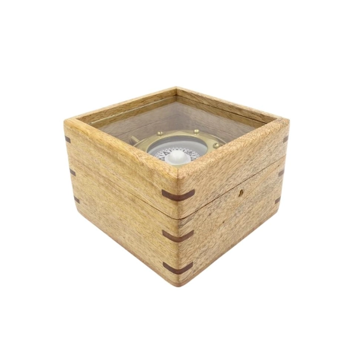 Gimble Tilt Compass in a wooden box