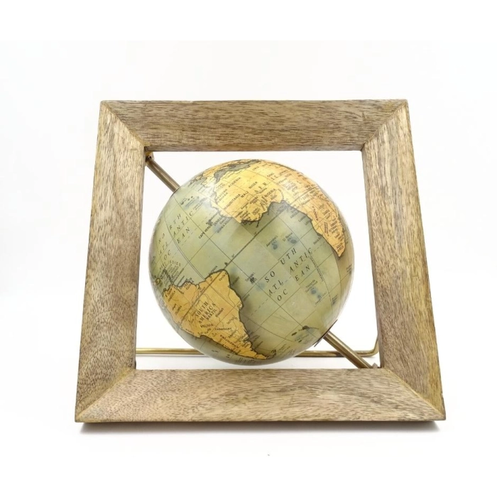 Decorative globe in a wooden frame