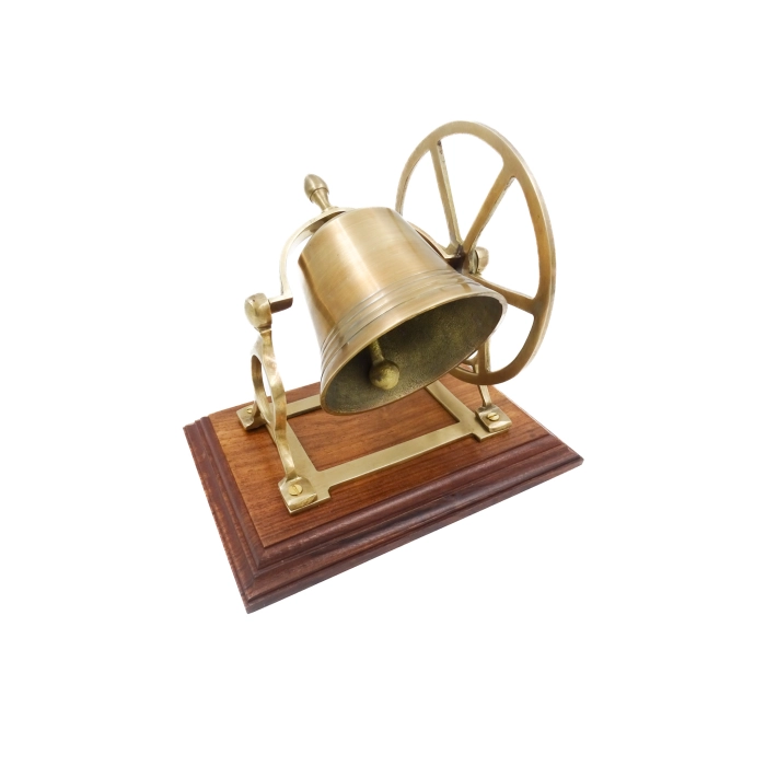 Brass rotating bell on a wooden base