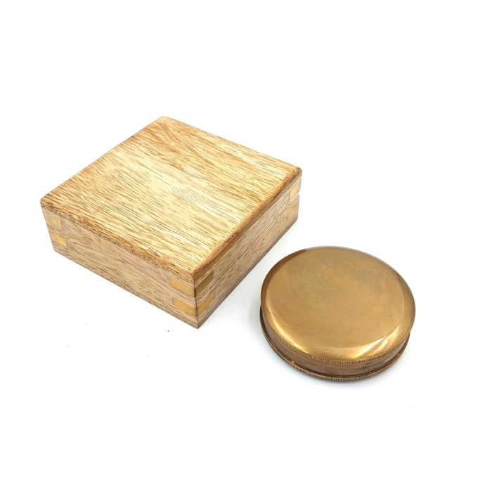 Tourist compass in a wooden box