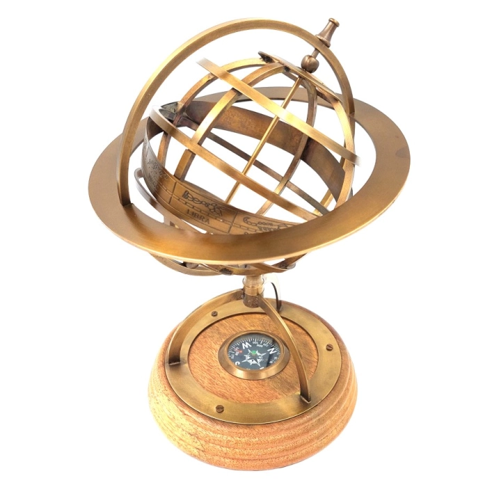 Spherical astrolabe with compass