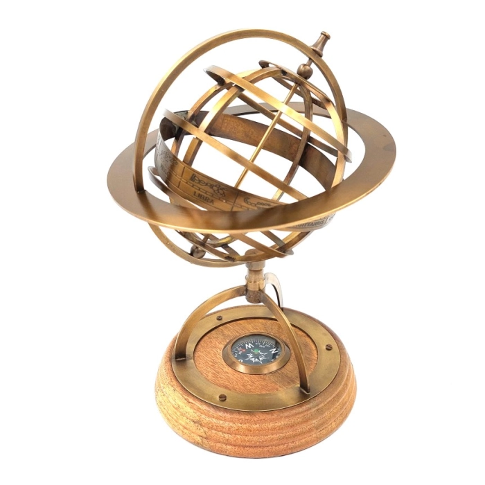 Spherical astrolabe with compass