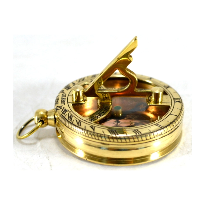 Brass sundial with compass with opening lid