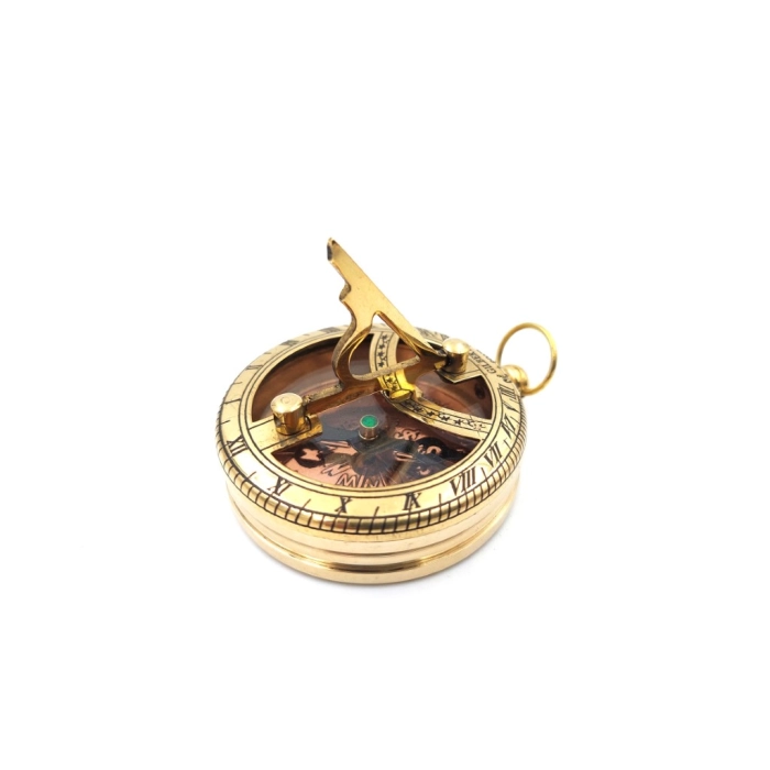 Brass sundial with compass with opening lid