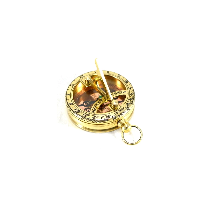Brass sundial with compass with opening lid