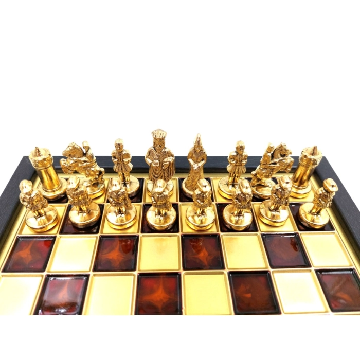 Exclusive metal chess Macedonian Dynasty - Chessboard 20x20cm