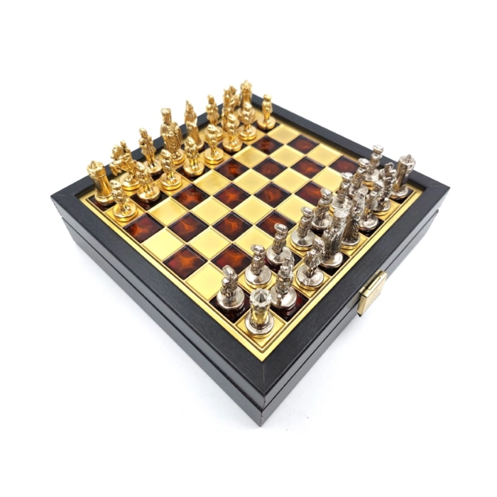 Exclusive metal chess Macedonian Dynasty - Chessboard 20x20cm