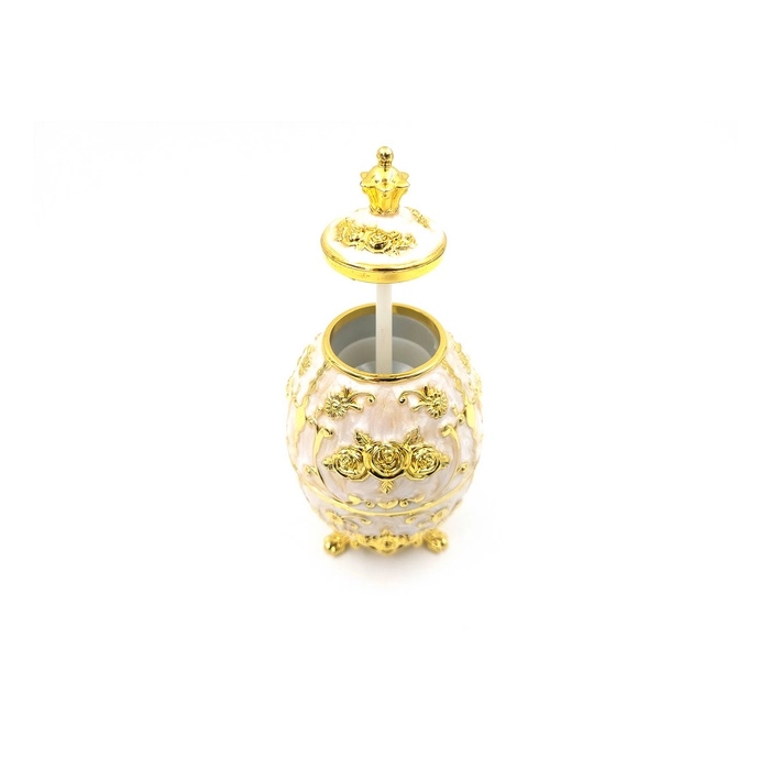 Replika Fabergého vejce - bílé a zlaté, s motivem růže