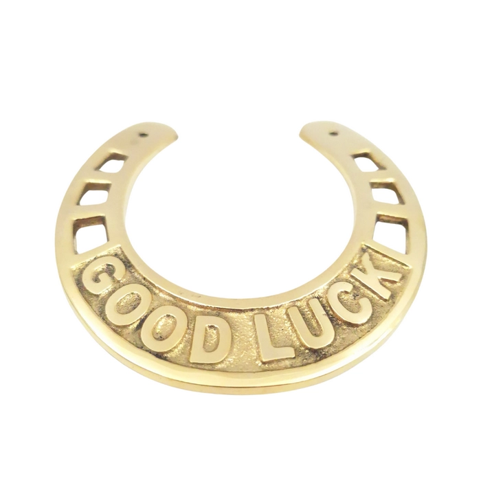 Brass Horseshoe of Luck 15 cm with the inscription 