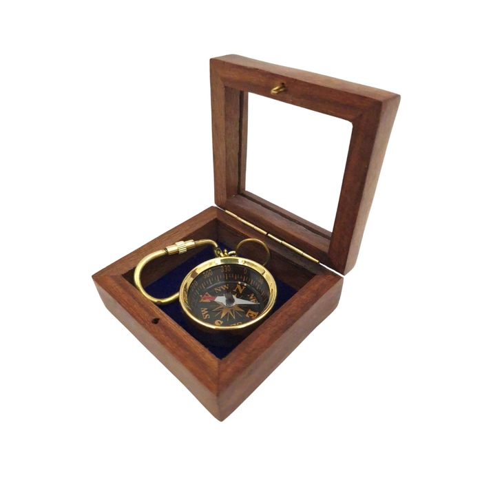 Brass compass keychain 