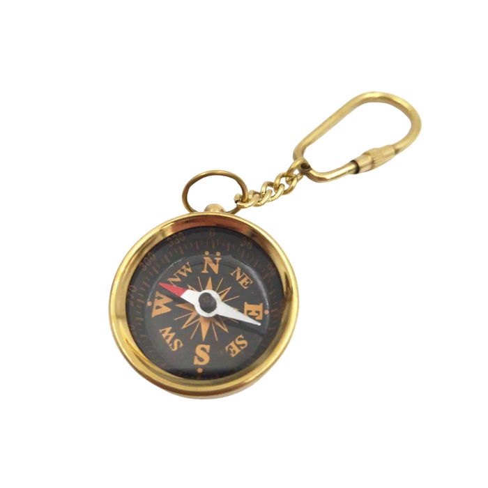 Brass compass keychain 