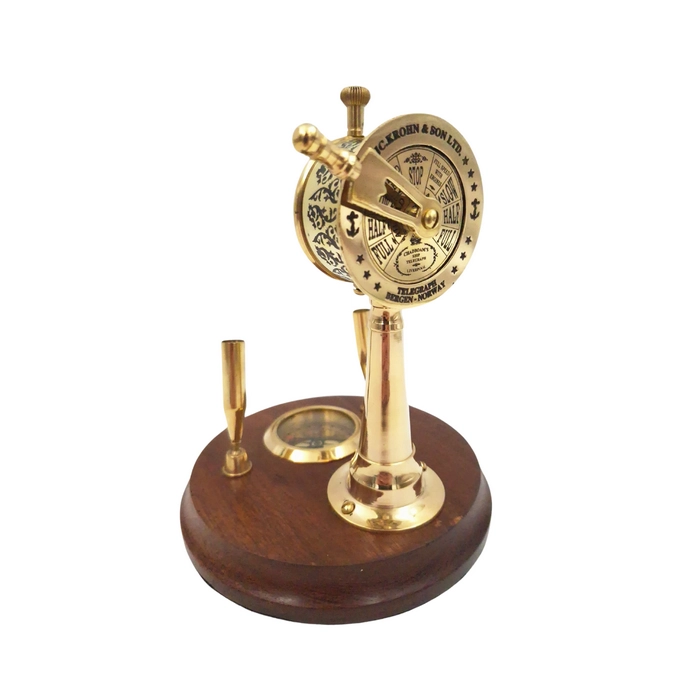 Nautical Desk Set: Telegraph with Clock, Compass and Pen Stand