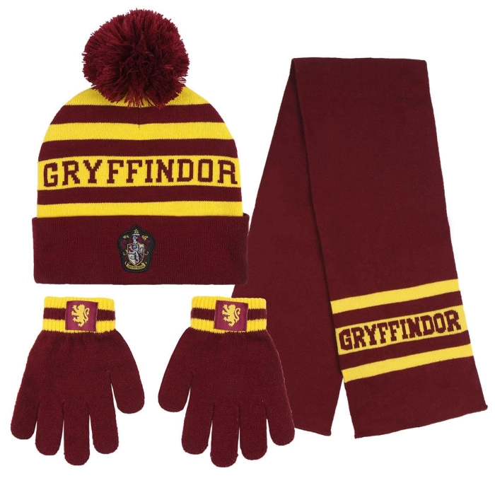 Harry Potter Nebelvírský klobouk + šála + rukavice - licencovaný produkt velikost 4-8 let (53 cm)