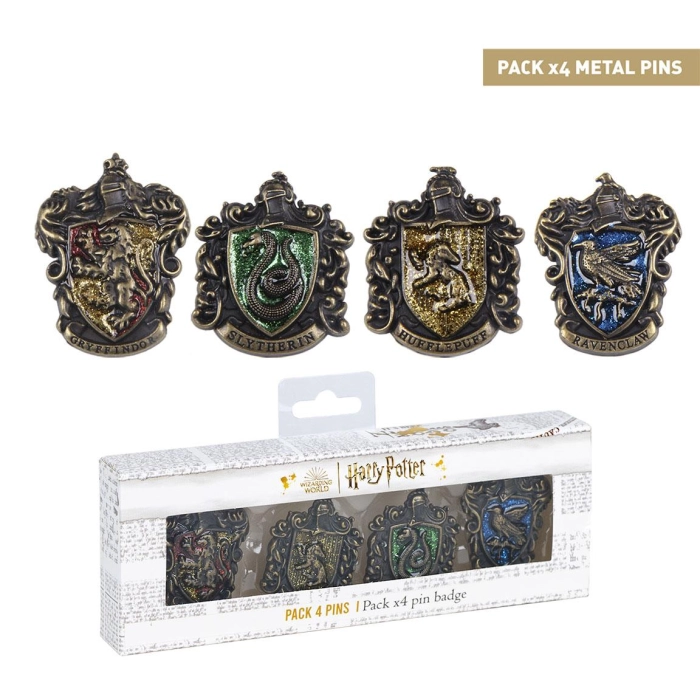 Harry Potter House Emblems x4 Pin Set - Licensed Product