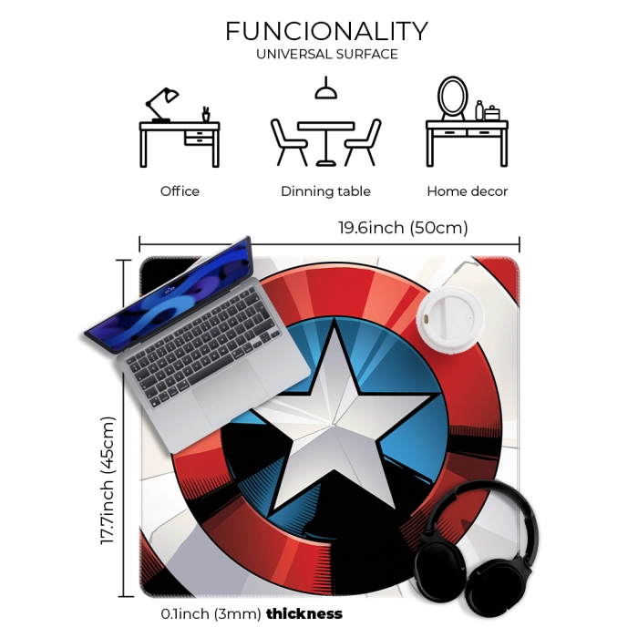 Výrazná podložka na stůl – Marvel Kapitán Amerika 50×45 cm