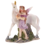 Figurine forest fairy with a unicorn in a bag