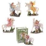 Figurine forest fairy with a unicorn in a bag