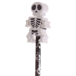 A pencil with a skeleton-shaped eraser