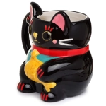 Maneki Neko the Cat of Happiness mug black