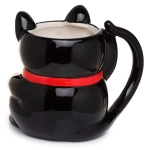 Maneki Neko the Cat of Happiness mug black
