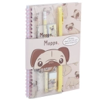 School set - equipped with pencil case + notebook, Pug