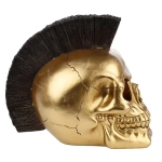 Zlatá figurka s lebkou Punk Mohican