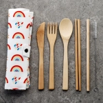 Bamboo cutlery in a case - Rainbow
