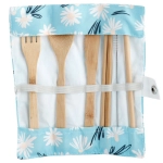 Bamboo cutlery in a case - Daisy