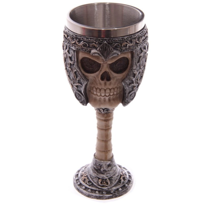 Decorative gothic chalice - Skull in a helmet