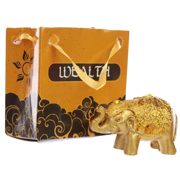 Decorative figurine of a happy elephant