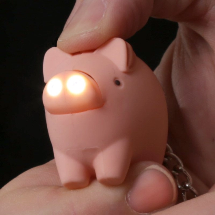 Pig or cow keychain with sound and LED