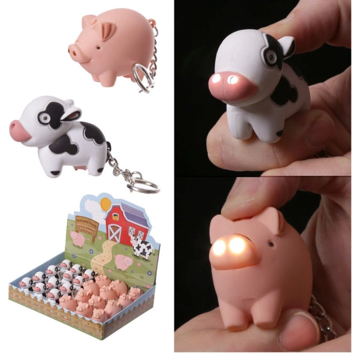 Pig or cow keychain with sound and LED