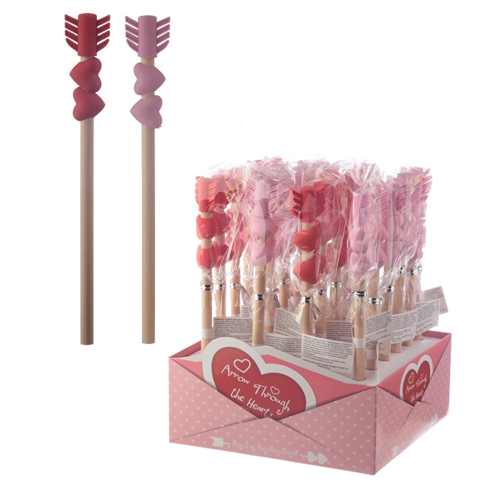 Hearts and Arrow Pencil with Eraser