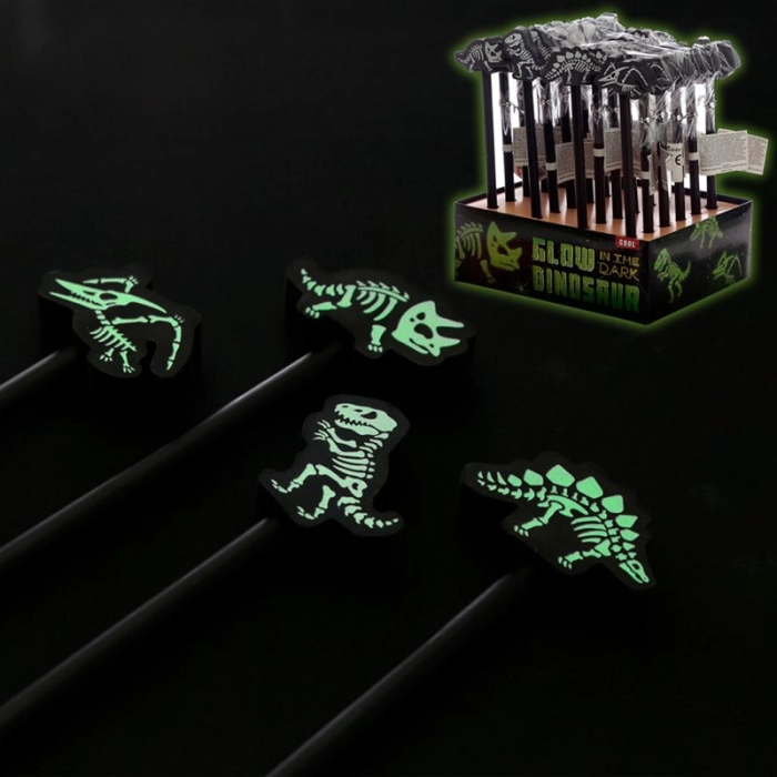 Glow in the dark dinosaur skeleton pencil with eraser