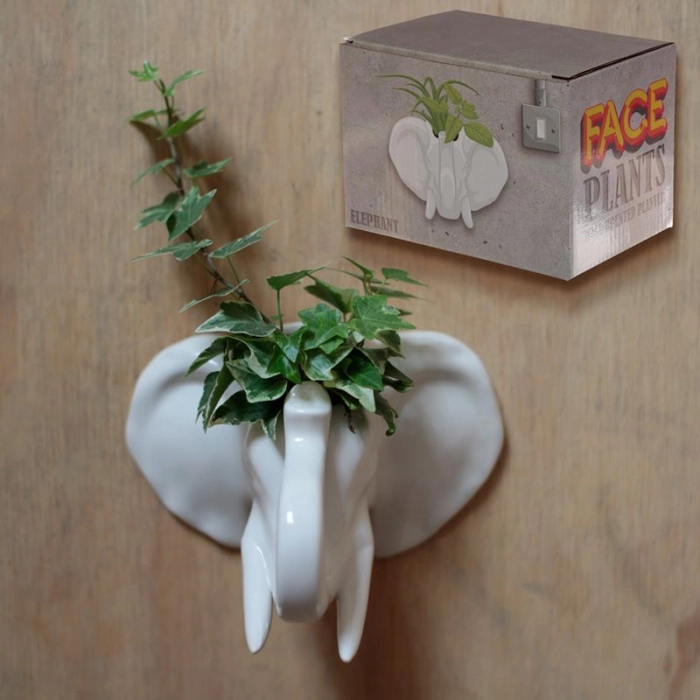 Ceramic elephant head flowerbed