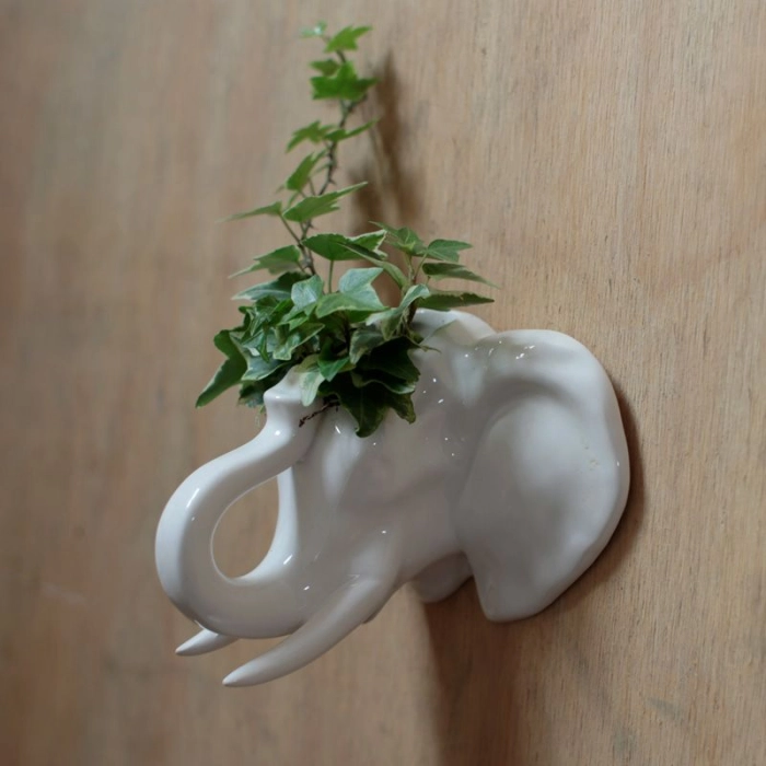 Ceramic elephant head flowerbed