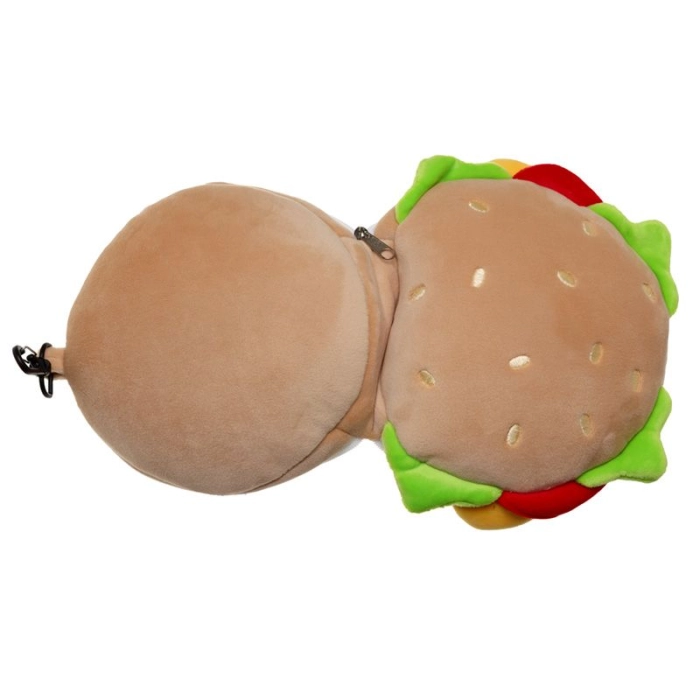 Hamburger plush travel pillow and eye mask
