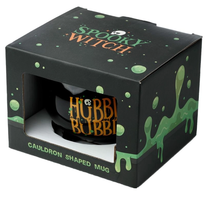 A ceramic cup of a witch's cauldron