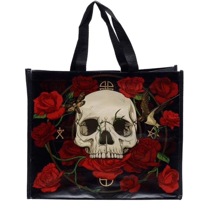 Skulls and roses shopping bag