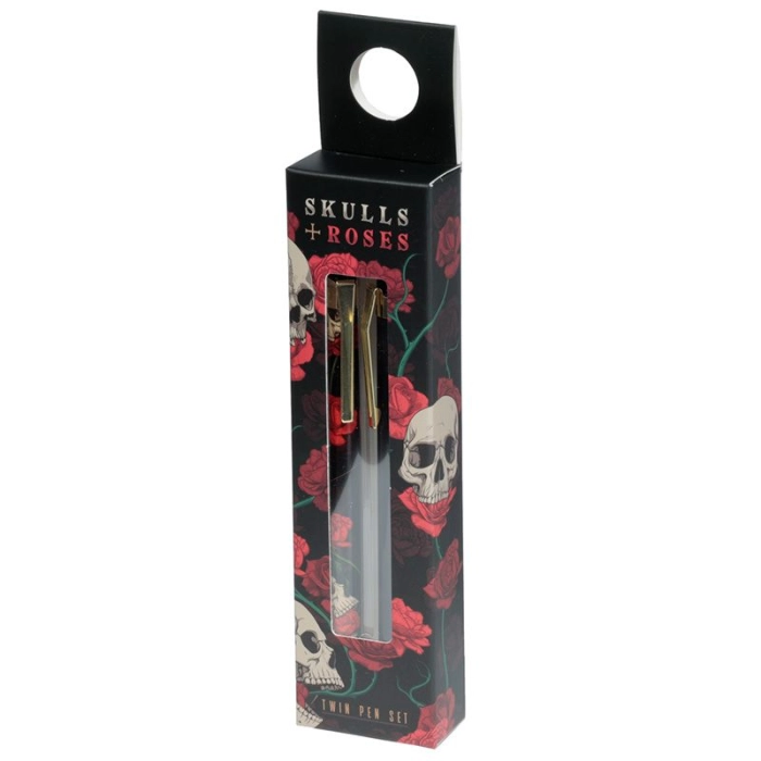 Set of 2 pens - skulls and roses