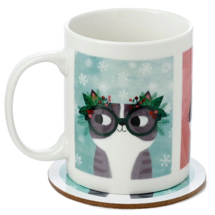 Planet of Cats mug with a saucer - designed by Angie Rozelaar