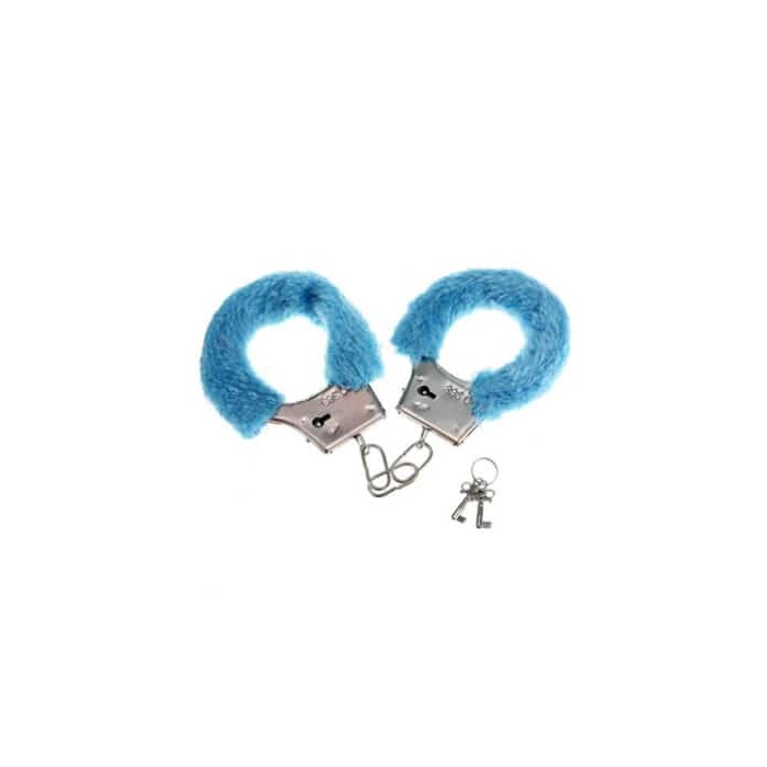 Handcuffs with blue fur