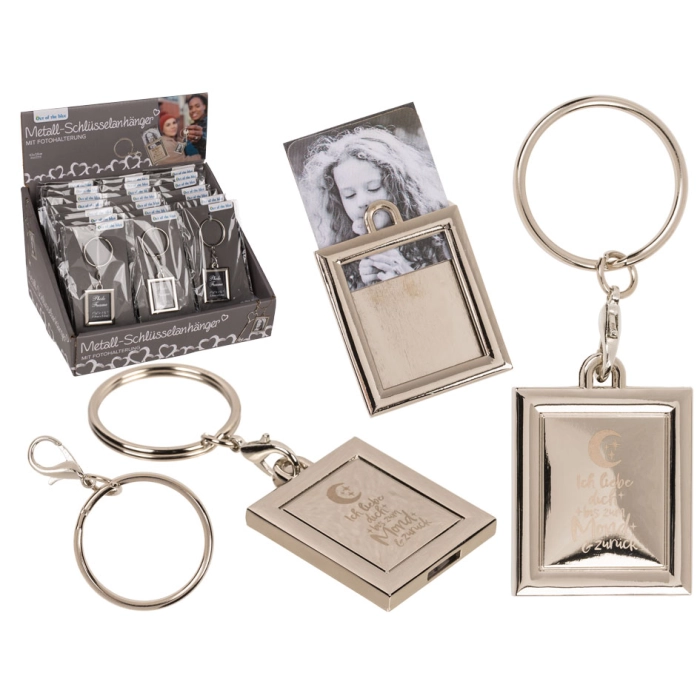 Metal photo key ring with dedication - German version