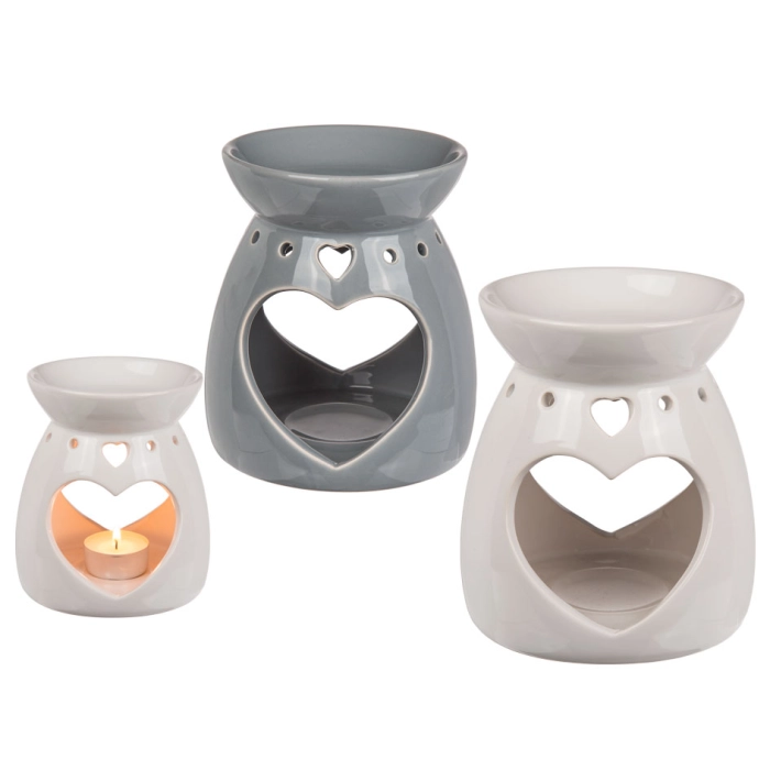 Ceramic Oil Burner with Heart Decor