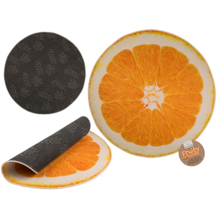 Orange decorative rug - diameter 80 cm