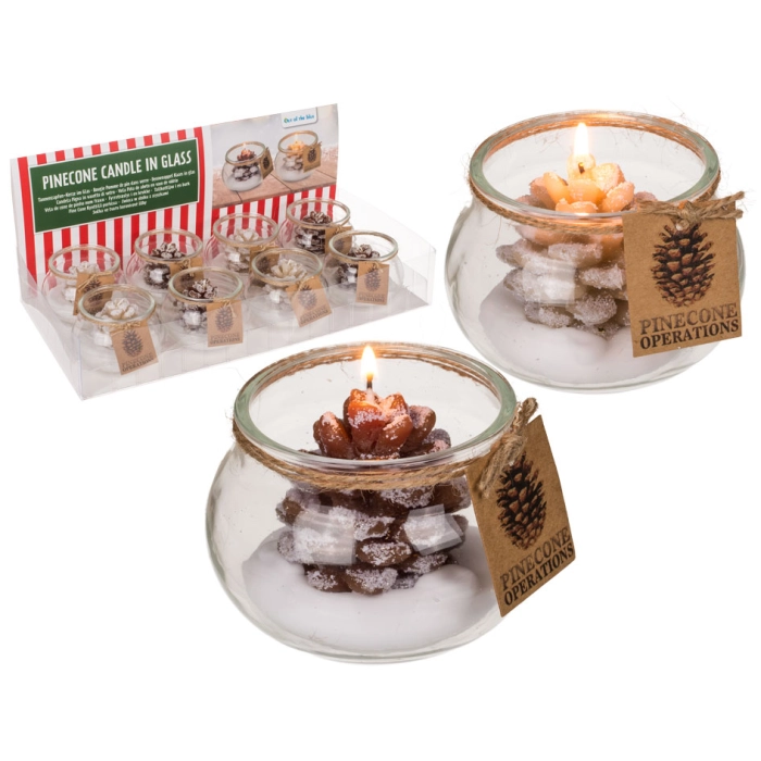 Weihnachtskerze im Glas - Tannenzapfen