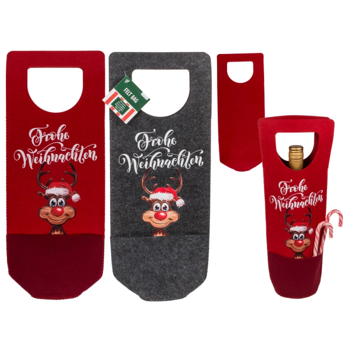 Wine gift bag Christmas with Rudolph